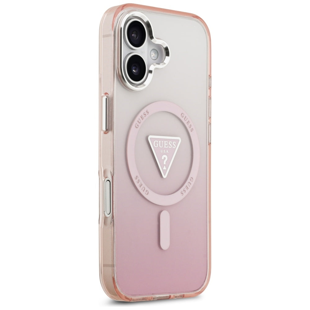 Funda MagSafe para Apple iPhone 17, Guess, IML Gradient Triangle Logo, Rosa