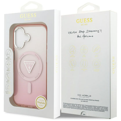 Funda MagSafe para Apple iPhone 17, Guess, IML Gradient Triangle Logo, Rosa