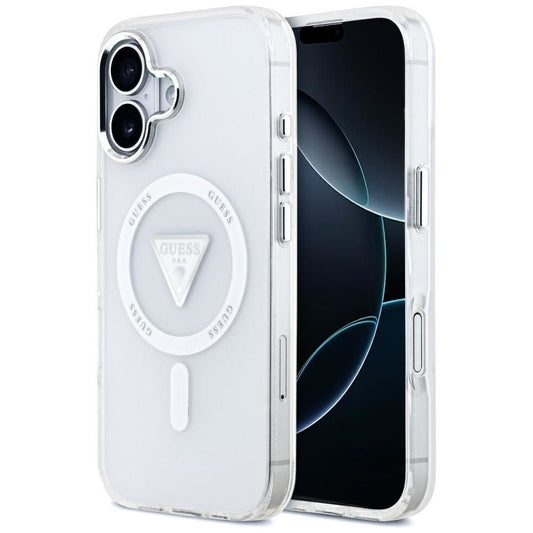 Funda MagSafe para Apple iPhone 17, Guess, Logo Triángulo Gradiente IML, Transparente