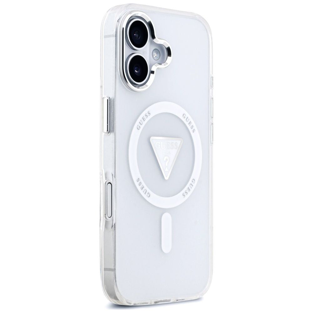 Funda MagSafe para Apple iPhone 17, Guess, Logo Triángulo Gradiente IML, Transparente