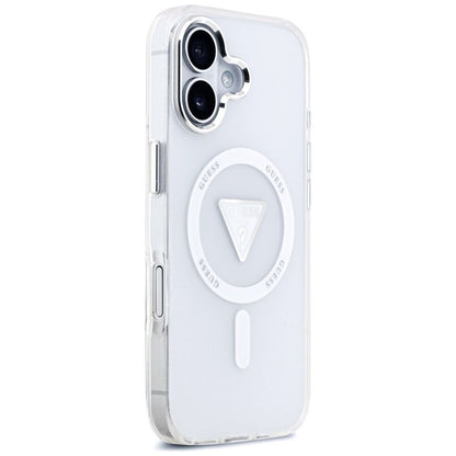 Funda MagSafe para Apple iPhone 17, Guess, Logo Triángulo Gradiente IML, Transparente