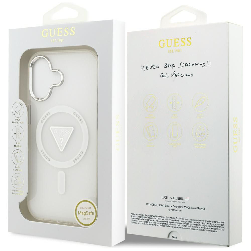 Funda MagSafe para Apple iPhone 17, Guess, Logo Triángulo Gradiente IML, Transparente