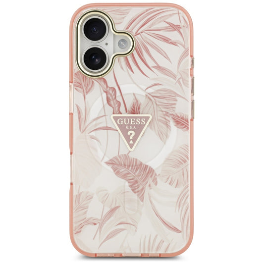 Funda MagSafe para Apple iPhone 17, Guess, Jungle Tonal Triangle, Rosa