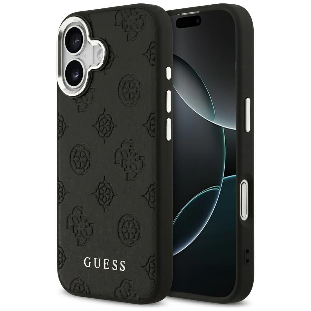 Funda MagSafe para Apple iPhone 17, Guess, Peony Hot Stamp Script, Negra