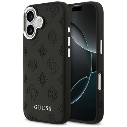 Funda MagSafe para Apple iPhone 17, Guess, Peony Hot Stamp Script, Negra