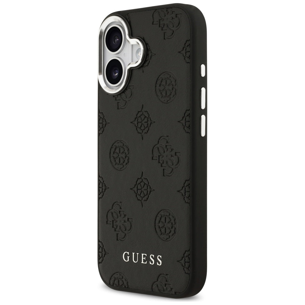 Funda MagSafe para Apple iPhone 17, Guess, Peony Hot Stamp Script, Negra