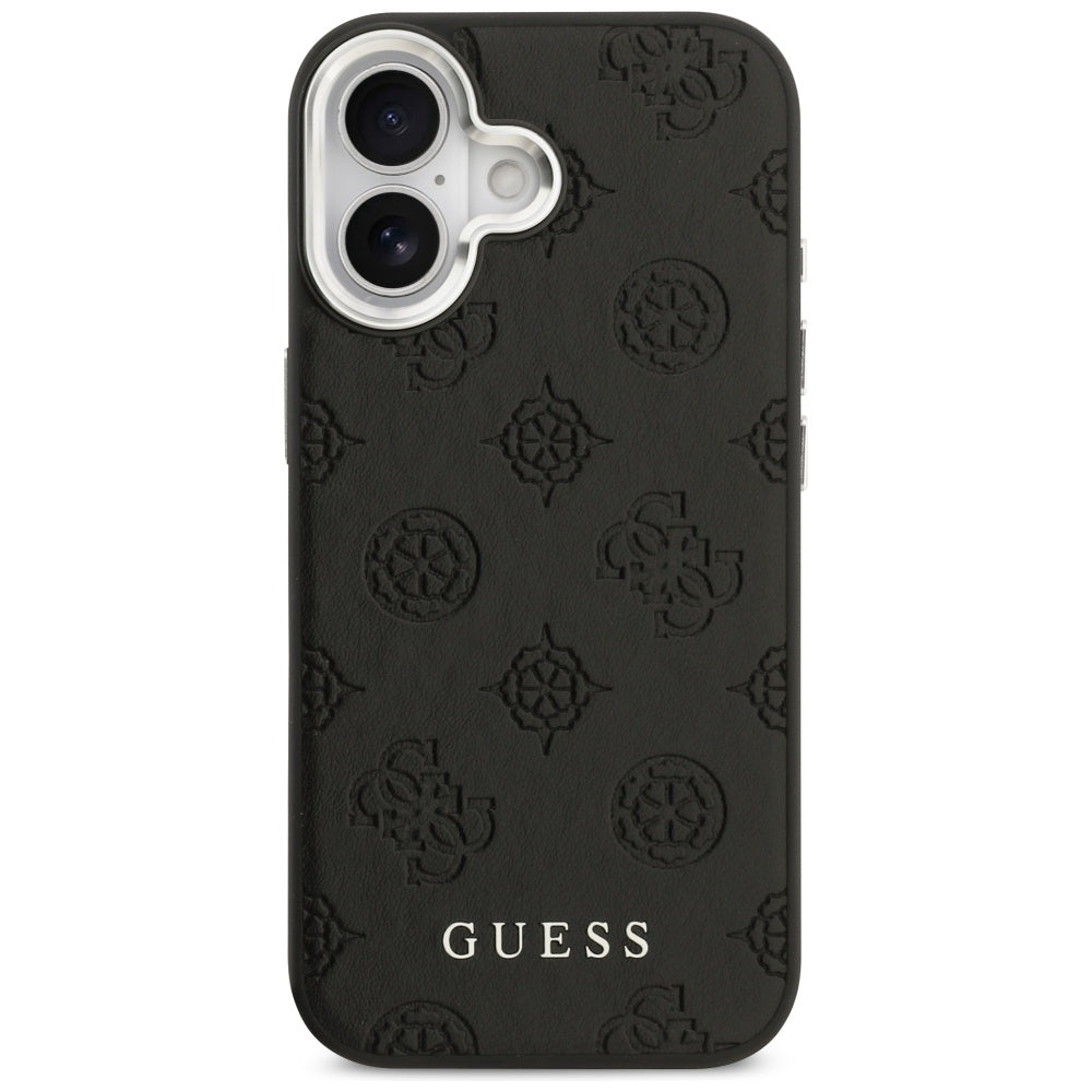 Funda MagSafe para Apple iPhone 17, Guess, Peony Hot Stamp Script, Negra