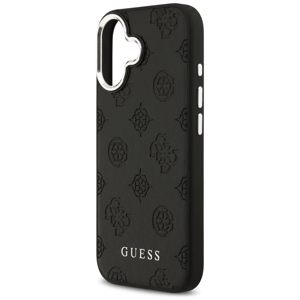 Funda MagSafe para Apple iPhone 17, Guess, Peony Hot Stamp Script, Negra