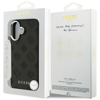 Funda MagSafe para Apple iPhone 17, Guess, Peony Hot Stamp Script, Negra