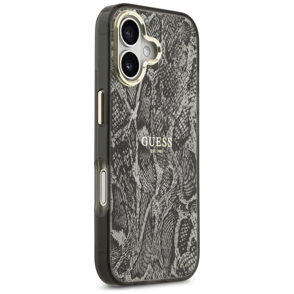Funda MagSafe para Apple iPhone 17, Guess, Patrón Python, Negra