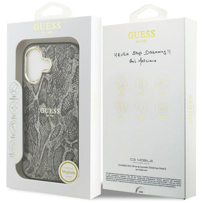 Funda MagSafe para Apple iPhone 17, Guess, Patrón Python, Negra