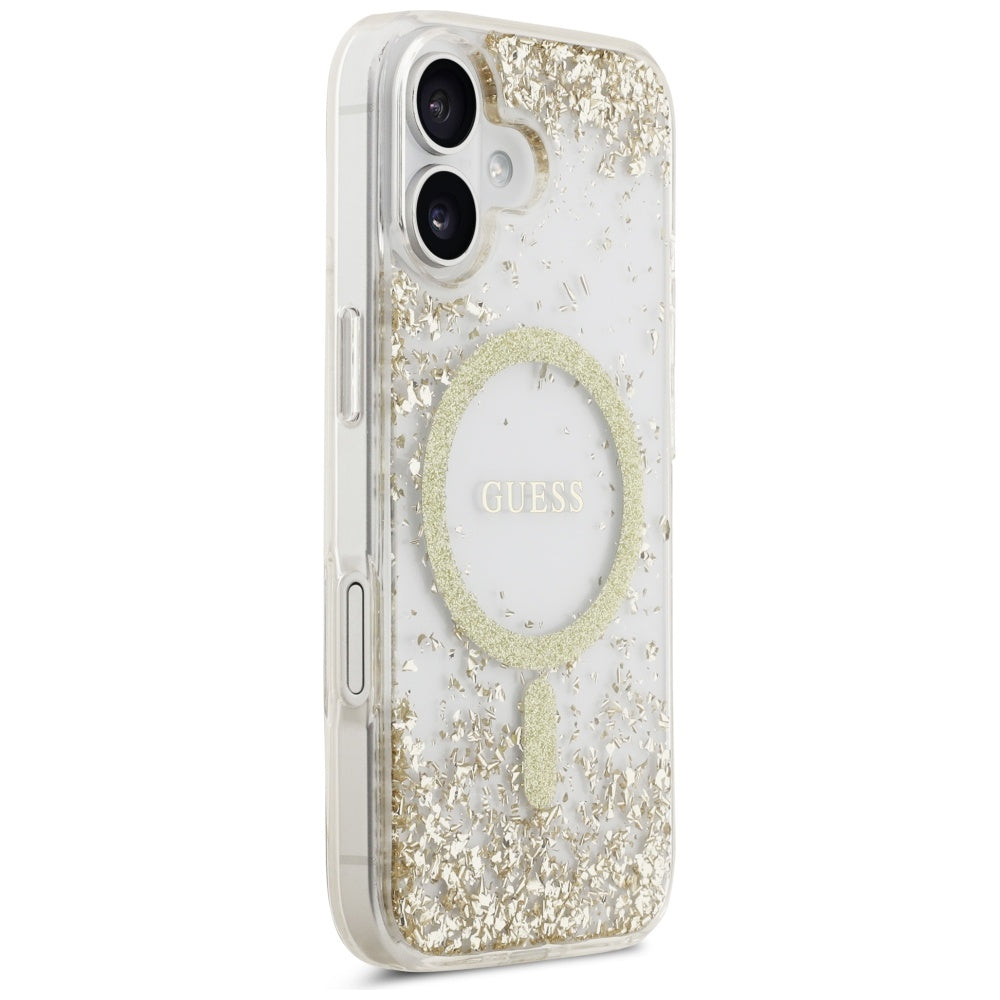 Funda MagSafe para Apple iPhone 17, Guess, Resin Bottom Glitter, Dorada