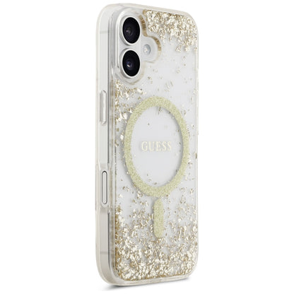 Funda MagSafe para Apple iPhone 17, Guess, Resin Bottom Glitter, Dorada