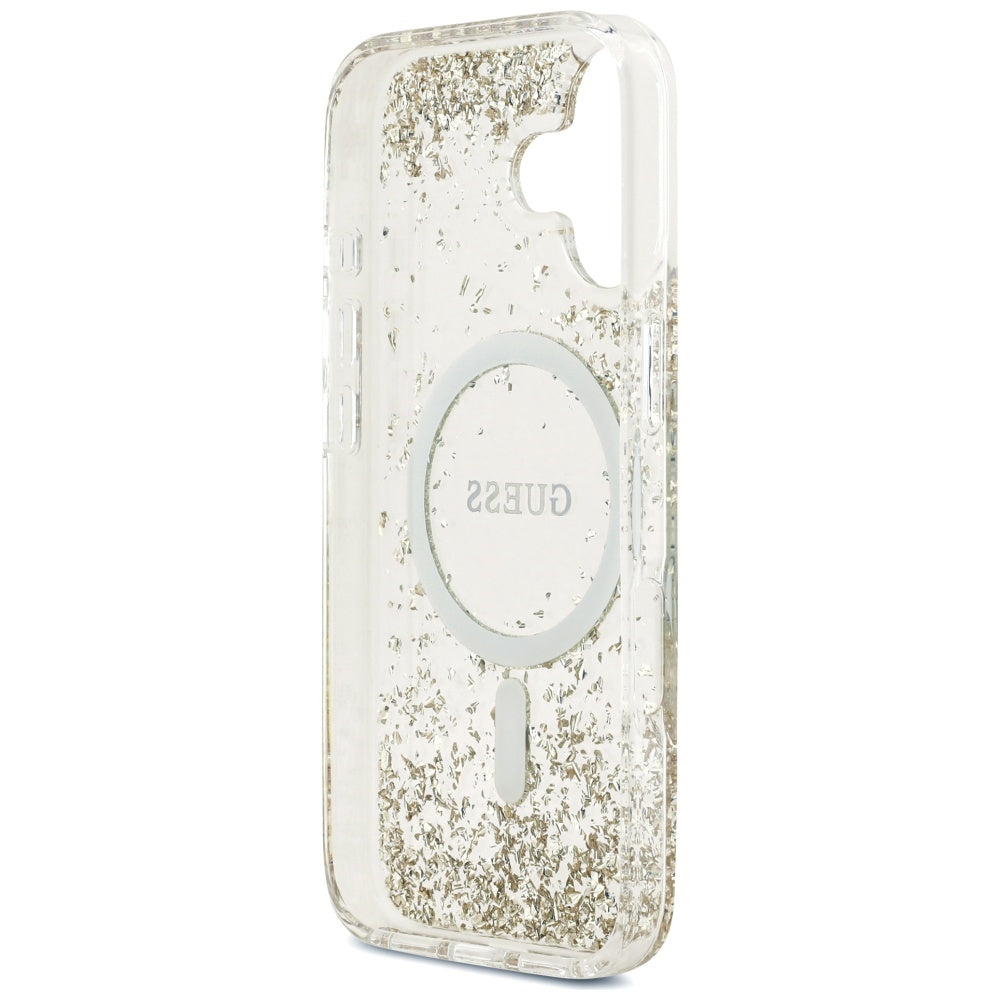 Funda MagSafe para Apple iPhone 17, Guess, Resin Bottom Glitter, Dorada
