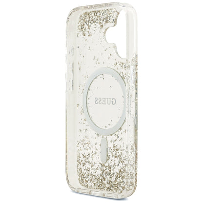 Funda MagSafe para Apple iPhone 17, Guess, Resin Bottom Glitter, Dorada