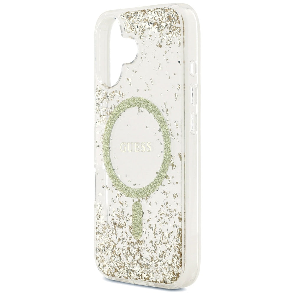 Funda MagSafe para Apple iPhone 17, Guess, Resin Bottom Glitter, Dorada