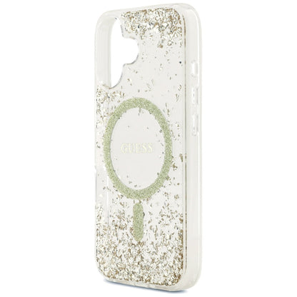 Funda MagSafe para Apple iPhone 17, Guess, Resin Bottom Glitter, Dorada