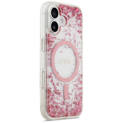 Funda MagSafe para Apple iPhone 17, Guess, Resin Bottom Glitter, Rosa