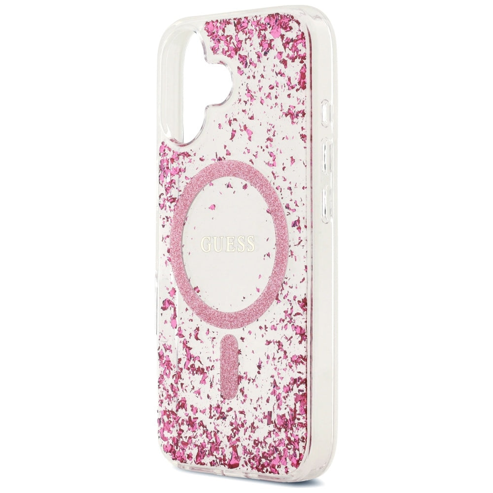 Funda MagSafe para Apple iPhone 17, Guess, Resin Bottom Glitter, Rosa