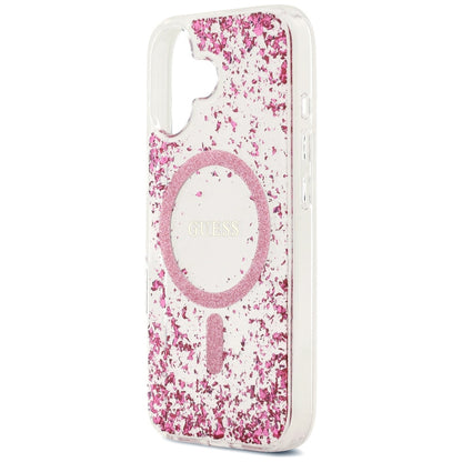 Funda MagSafe para Apple iPhone 17, Guess, Resin Bottom Glitter, Rosa