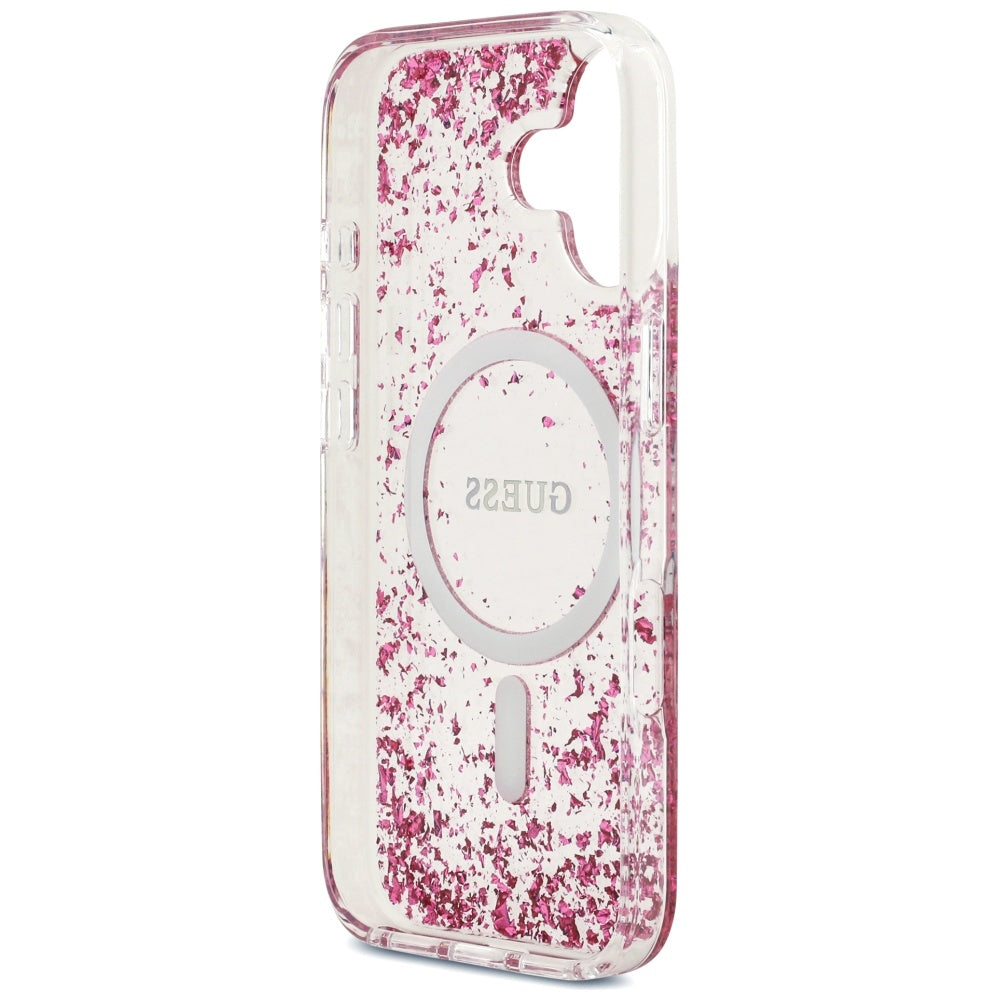 Funda MagSafe para Apple iPhone 17, Guess, Resin Bottom Glitter, Rosa