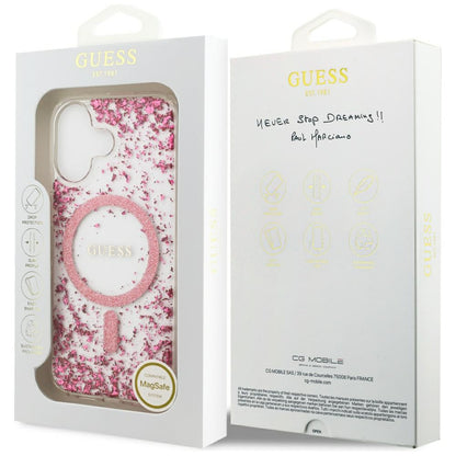 Funda MagSafe para Apple iPhone 17, Guess, Resin Bottom Glitter, Rosa