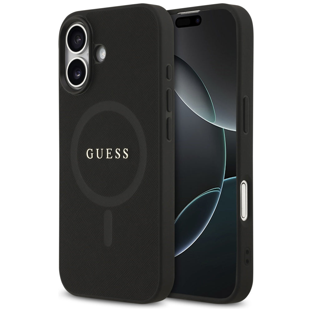 Funda MagSafe para Apple iPhone 17, Guess, Saffiano Classic Logo, Negra