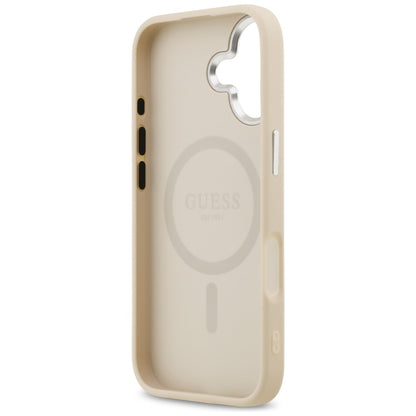 Funda MagSafe para Apple iPhone 17, Guess, Logo Triangular, Beige Plateado