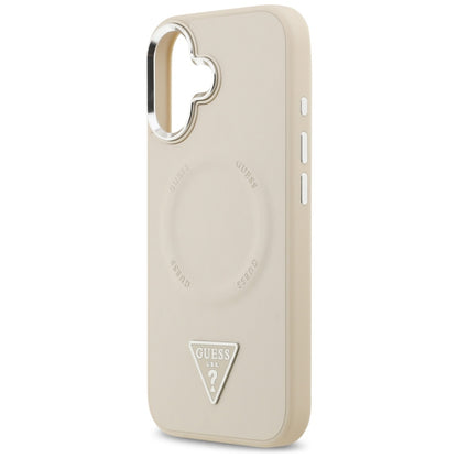 Funda MagSafe para Apple iPhone 17, Guess, Logo Triangular, Beige Plateado