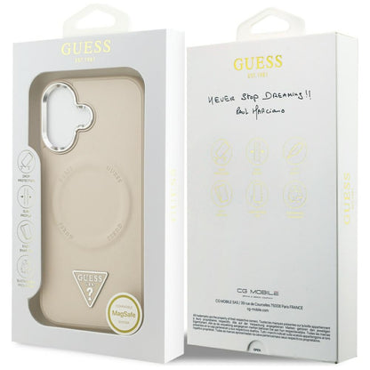 Funda MagSafe para Apple iPhone 17, Guess, Logo Triangular, Beige Plateado