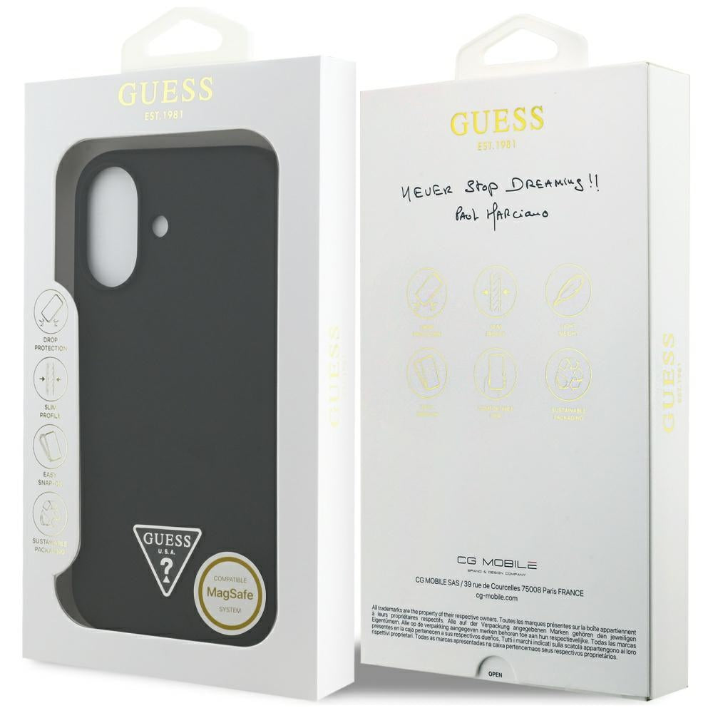 Funda MagSafe para Apple iPhone 17, Guess, Logo Triangular, Negra