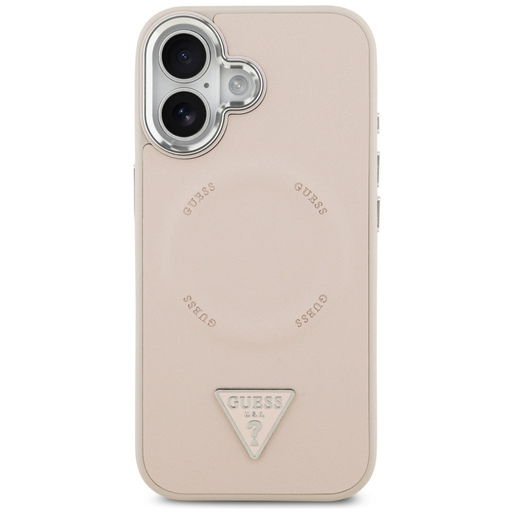 Funda MagSafe para Apple iPhone 17, Guess, Logo Triangular, Rosa Plateado