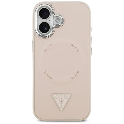 Funda MagSafe para Apple iPhone 17, Guess, Logo Triangular, Rosa Plateado