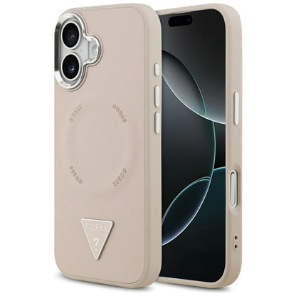 Funda MagSafe para Apple iPhone 17, Guess, Logo Triangular, Rosa Plateado