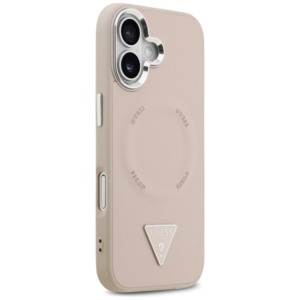 Funda MagSafe para Apple iPhone 17, Guess, Logo Triangular, Rosa Plateado