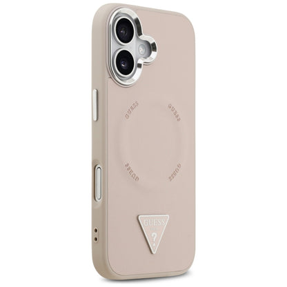 Funda MagSafe para Apple iPhone 17, Guess, Logo Triangular, Rosa Plateado