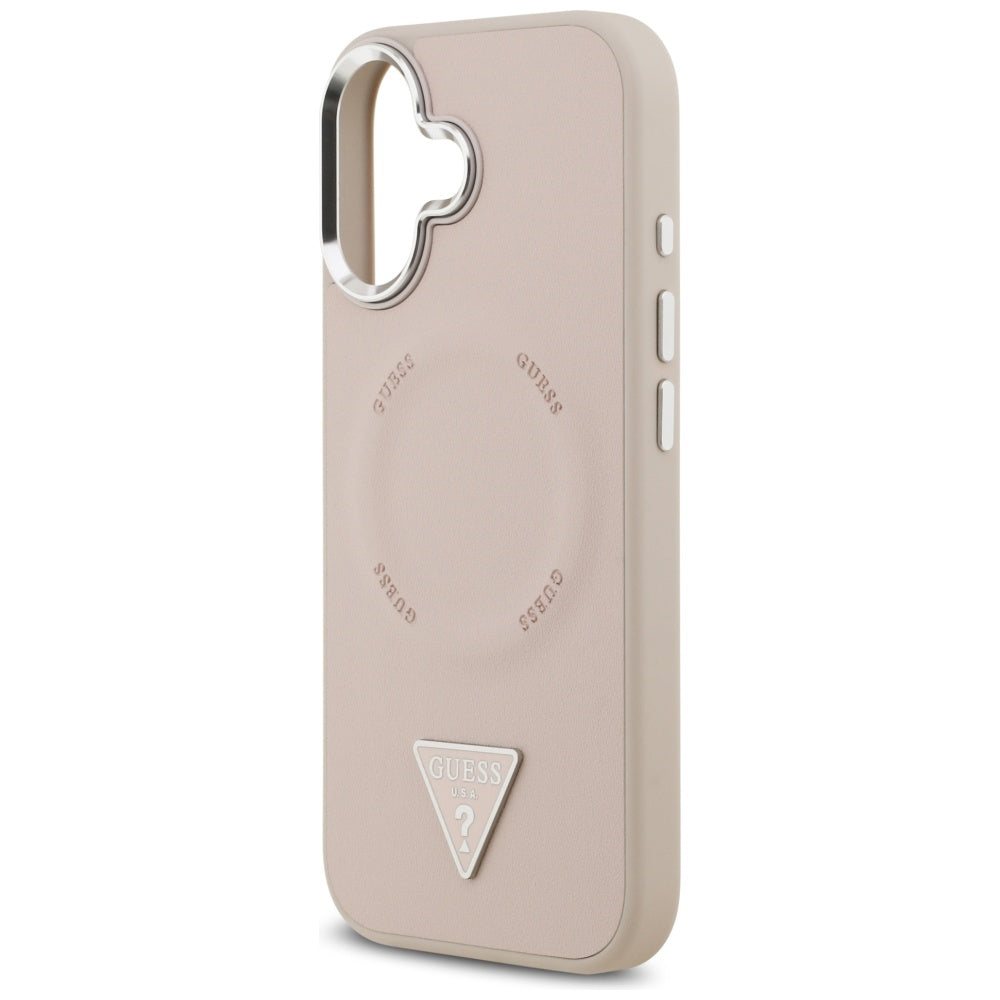 Funda MagSafe para Apple iPhone 17, Guess, Logo Triangular, Rosa Plateado