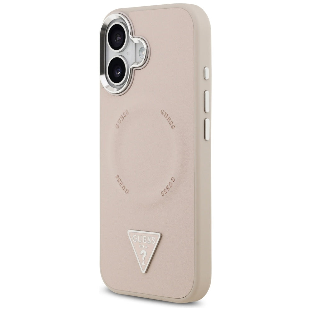 Funda MagSafe para Apple iPhone 17, Guess, Logo Triangular, Rosa Plateado