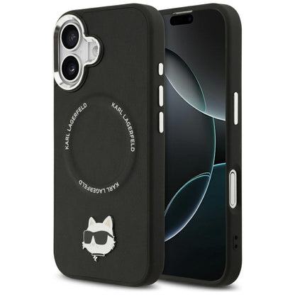 Funda MagSafe para Apple iPhone 17, Karl Lagerfeld, Choupette Pin, Negra