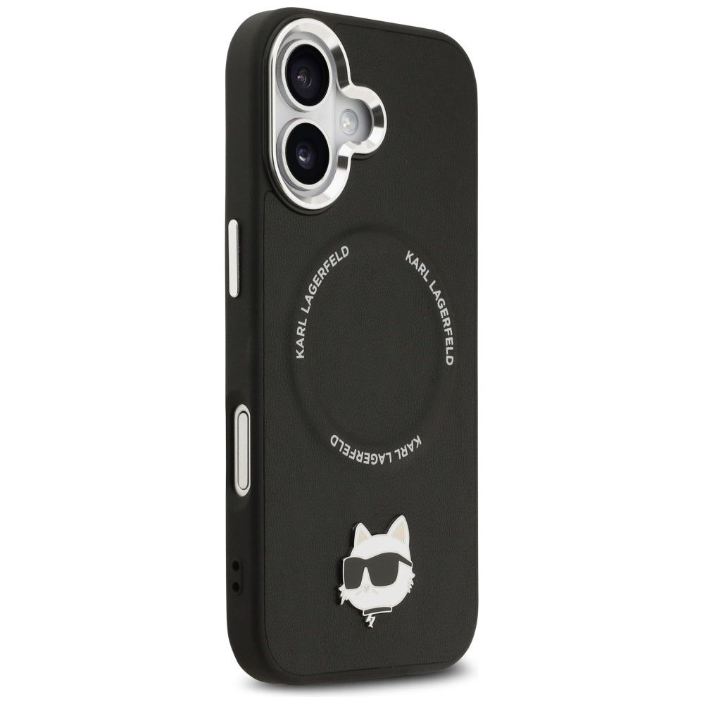 Funda MagSafe para Apple iPhone 17, Karl Lagerfeld, Choupette Pin, Negra