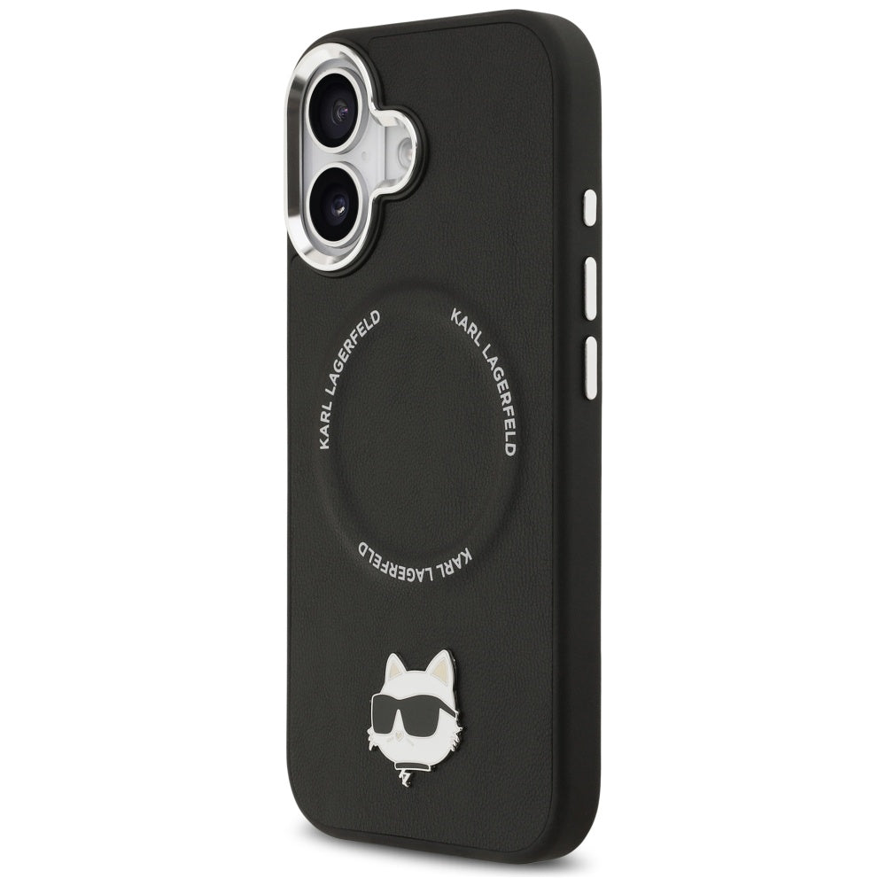 Funda MagSafe para Apple iPhone 17, Karl Lagerfeld, Choupette Pin, Negra
