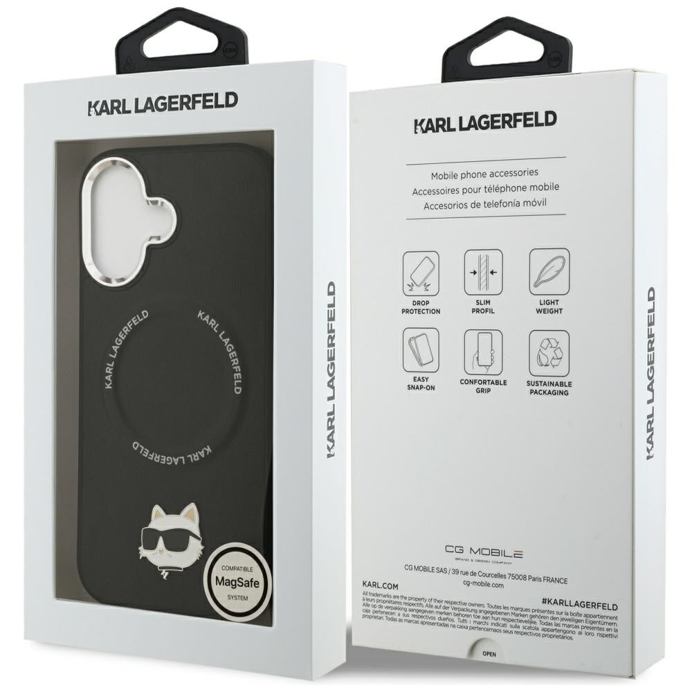 Funda MagSafe para Apple iPhone 17, Karl Lagerfeld, Choupette Pin, Negra
