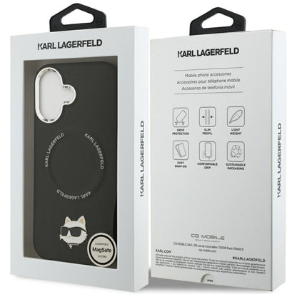 Funda MagSafe para Apple iPhone 17, Karl Lagerfeld, Choupette Pin, Negra