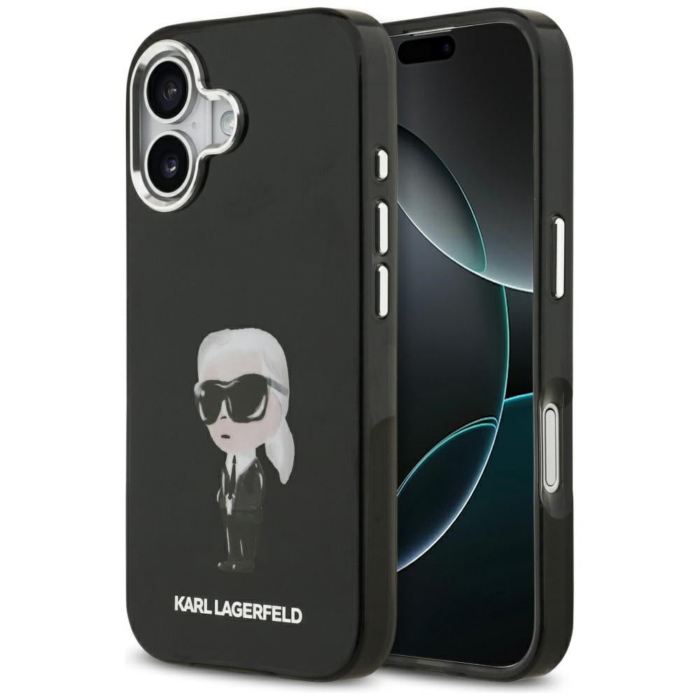 Funda MagSafe para Apple iPhone 17, Karl Lagerfeld, IML Aquarelle Karl Ikonik, Negra