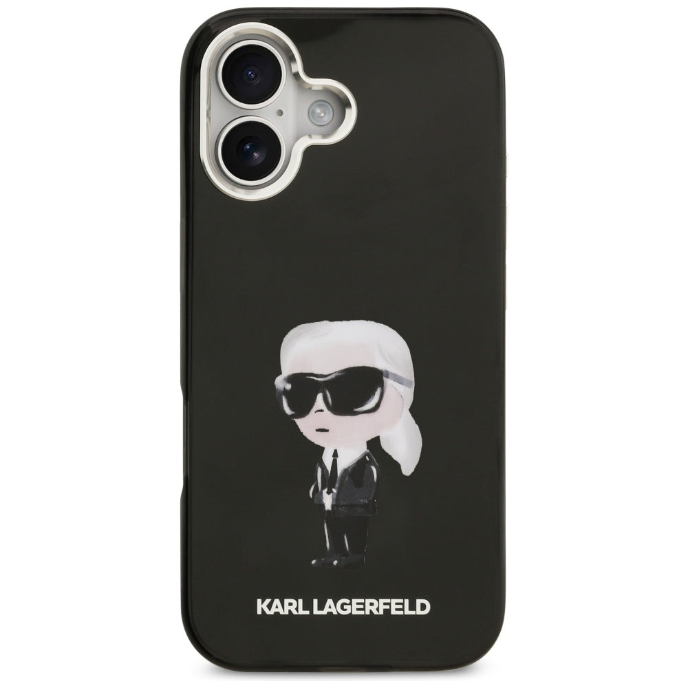 Funda MagSafe para Apple iPhone 17, Karl Lagerfeld, IML Aquarelle Karl Ikonik, Negra