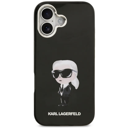 Funda MagSafe para Apple iPhone 17, Karl Lagerfeld, IML Aquarelle Karl Ikonik, Negra
