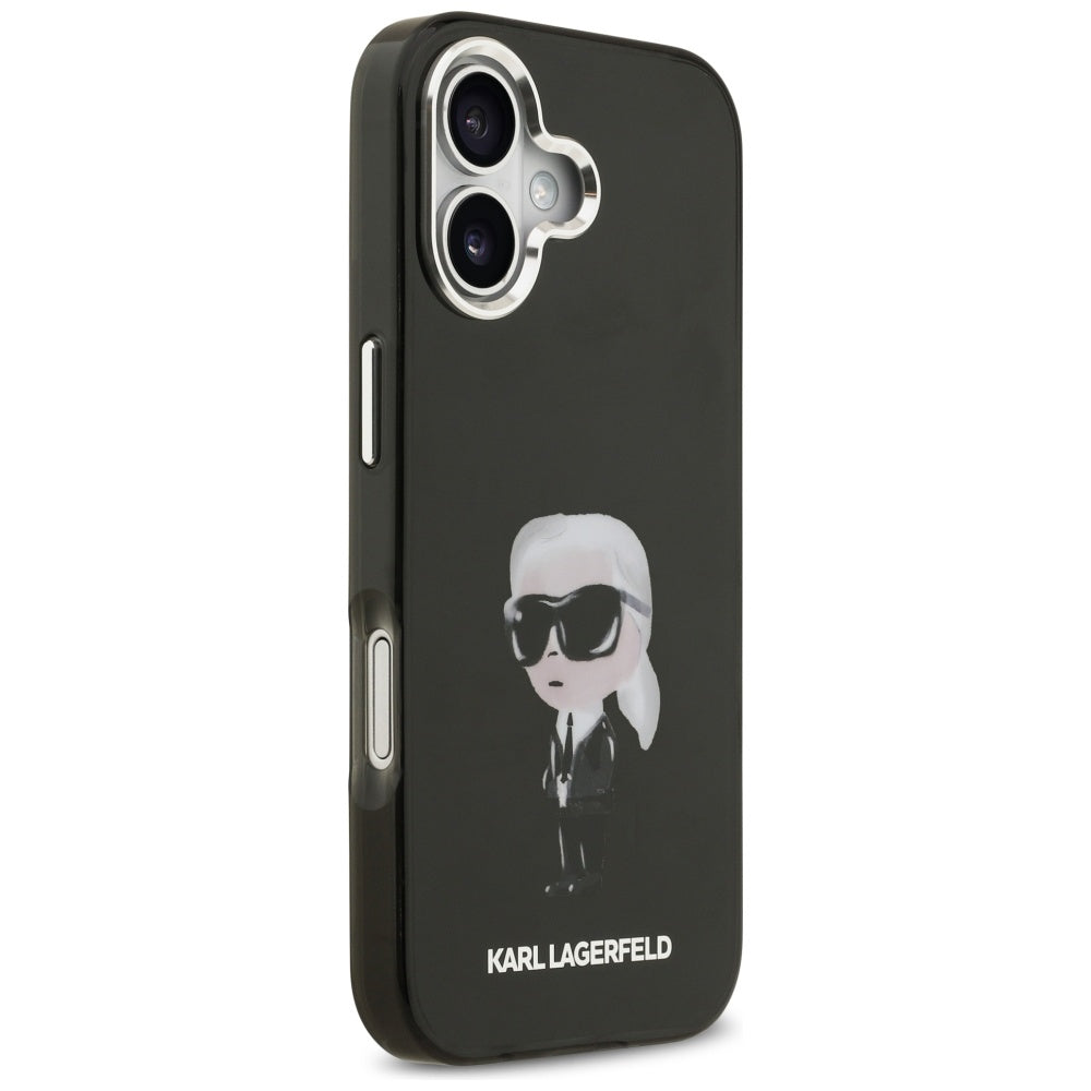 Funda MagSafe para Apple iPhone 17, Karl Lagerfeld, IML Aquarelle Karl Ikonik, Negra