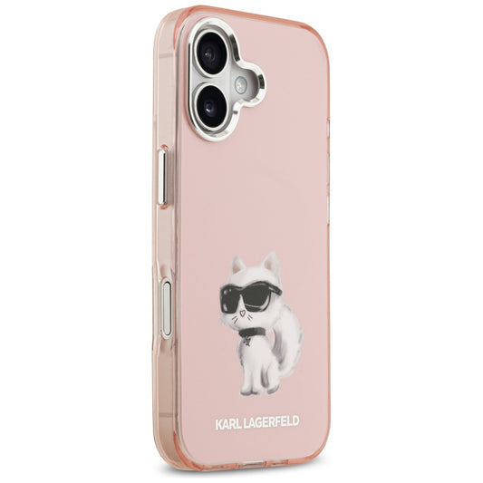 Funda MagSafe para Apple iPhone 17, Karl Lagerfeld, IML Aquarelle Logo Choupette, Rosa