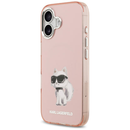 Funda MagSafe para Apple iPhone 17, Karl Lagerfeld, IML Aquarelle Logo Choupette, Rosa