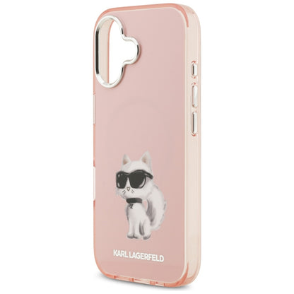 Funda MagSafe para Apple iPhone 17, Karl Lagerfeld, IML Aquarelle Logo Choupette, Rosa